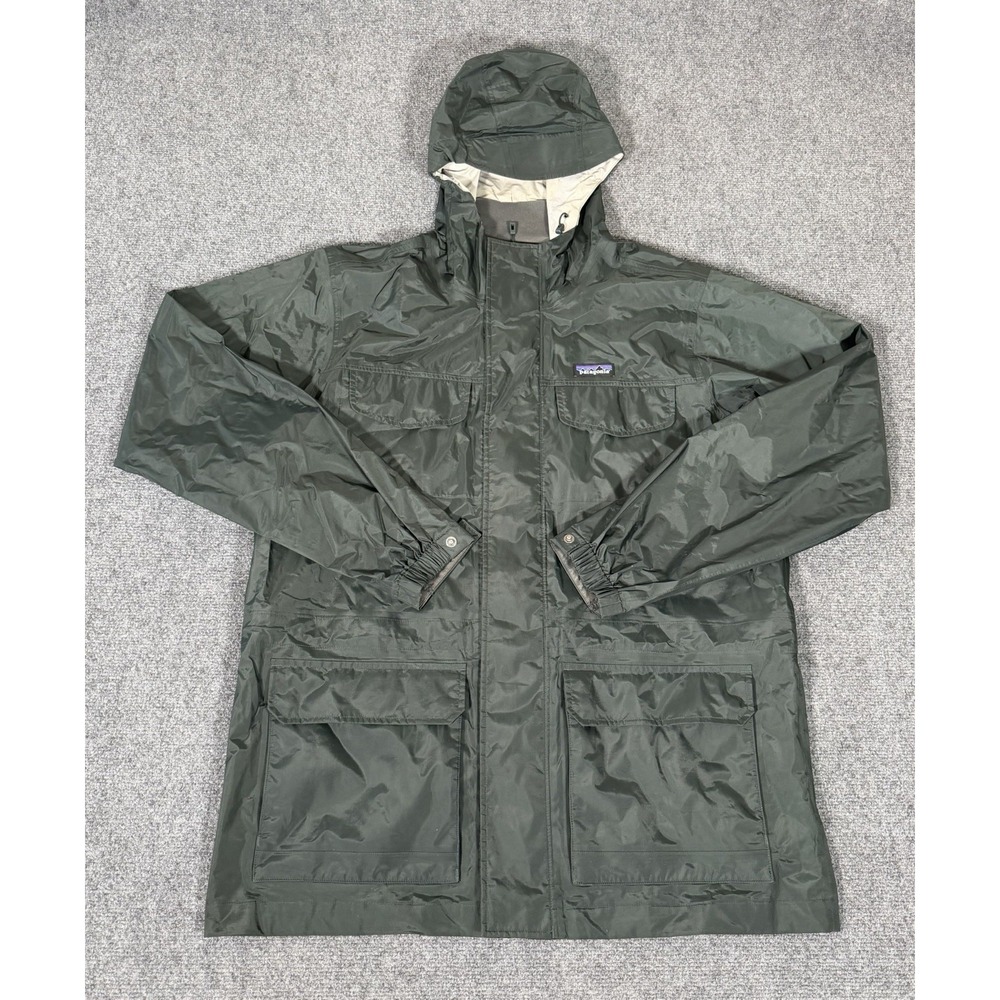 Patagonia Torrentshell Parka Men's Large Green H2No Waterproof Rain Jacket